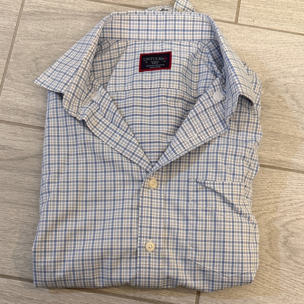 UNTUCKit Men's Light Blue Checkered Shirt